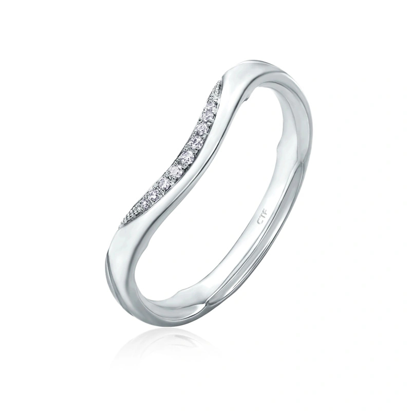 Pt950鉑金鑲天然鑽石戒指