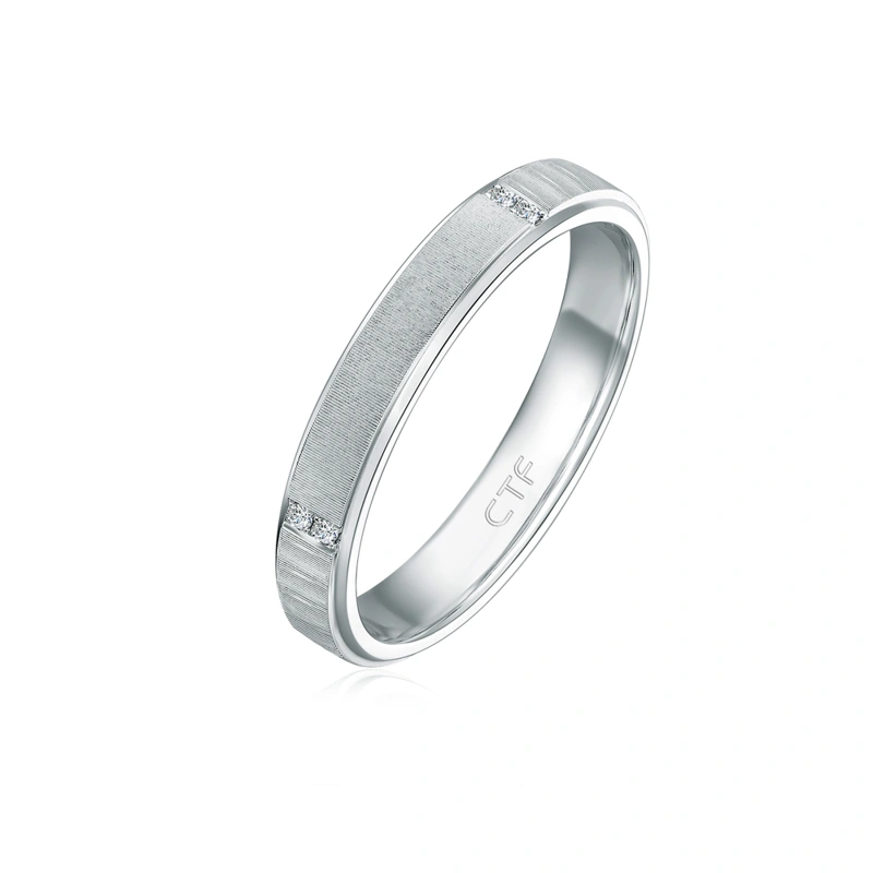 18K/750白色黃金鑲天然鑽石戒指