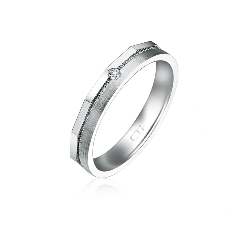 18K/750白色黃金鑲天然鑽石戒指