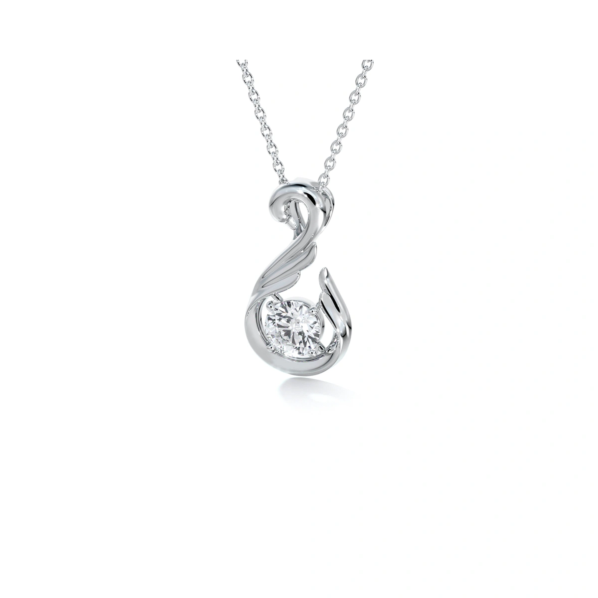 18K/750白色黃金鑲天然鑽石吊墜