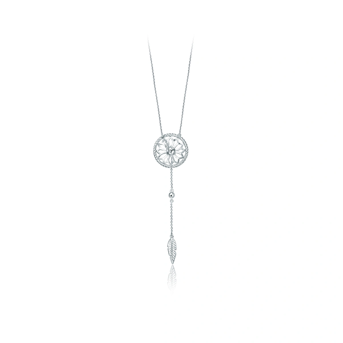 捕‧夢系列 - 18K/750白色黃金鑲天然鑽石頸鏈