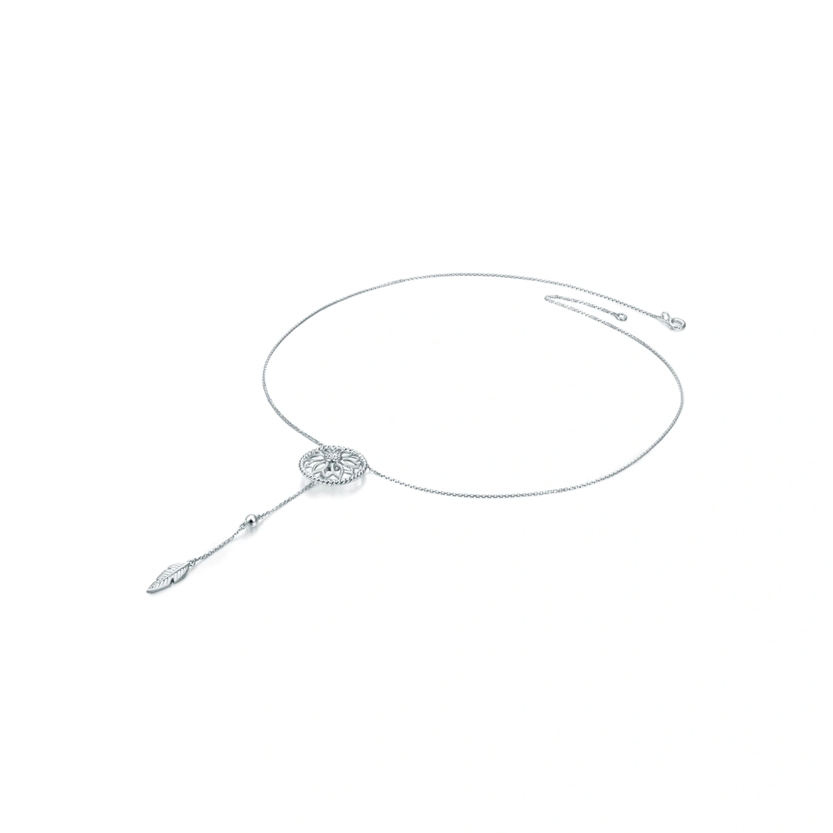 捕‧夢系列 - 18K/750白色黃金鑲天然鑽石頸鏈