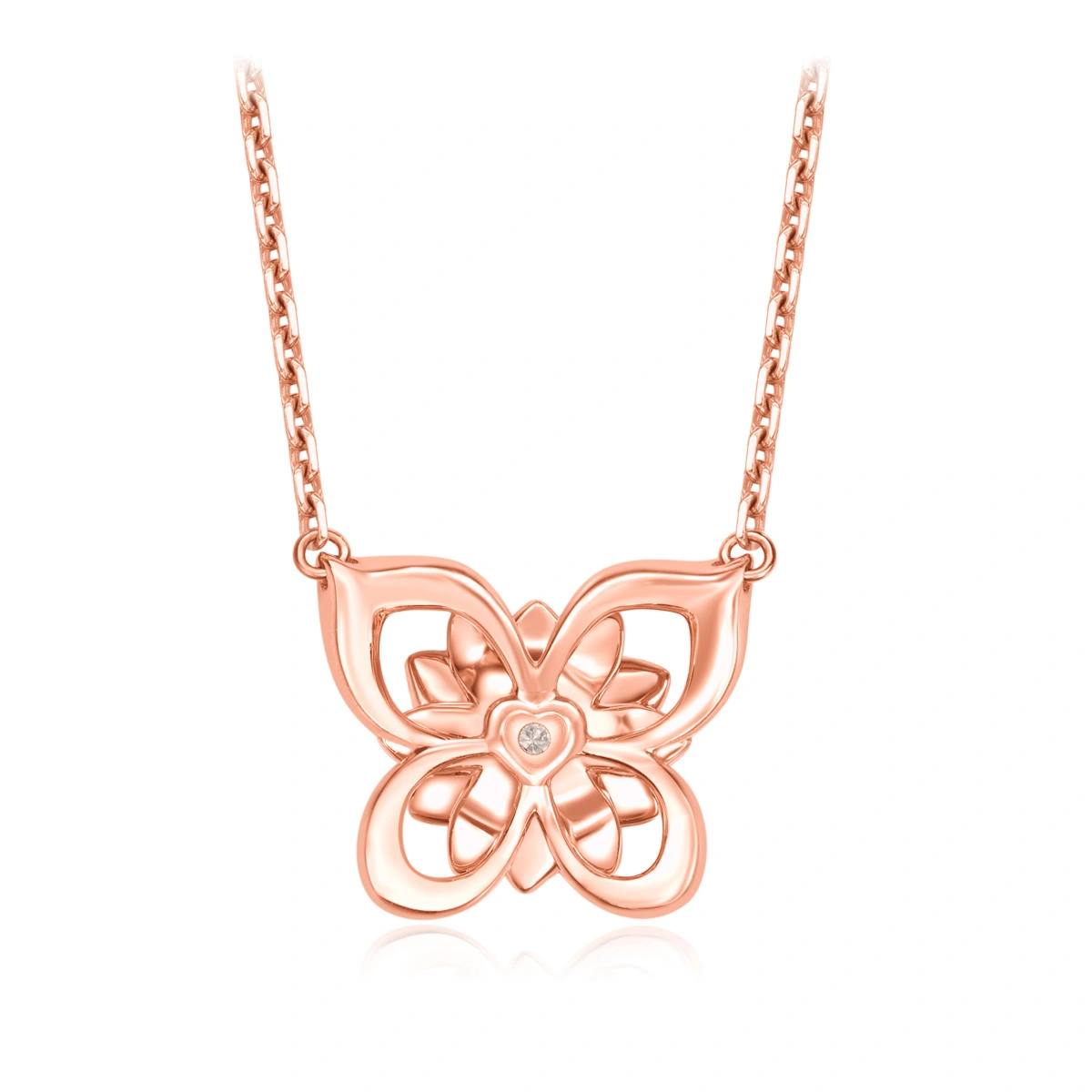 18K/750玫瑰色黃金鑲天然鑽石頸鏈