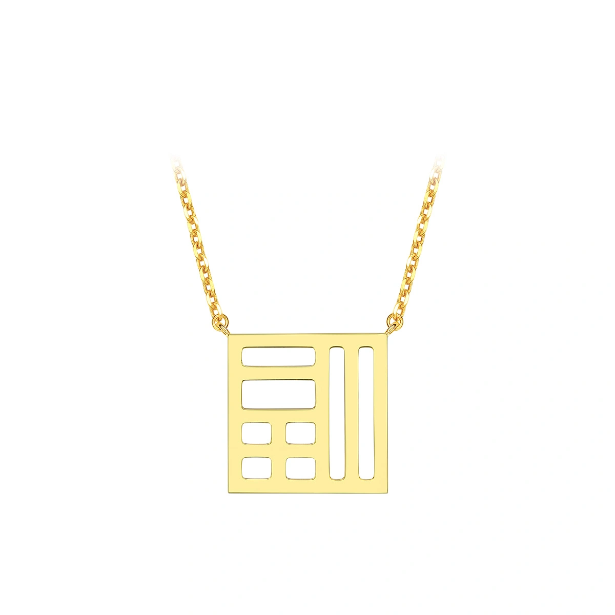 福字18K/750黃金黃鑲天然鑽石頸鏈