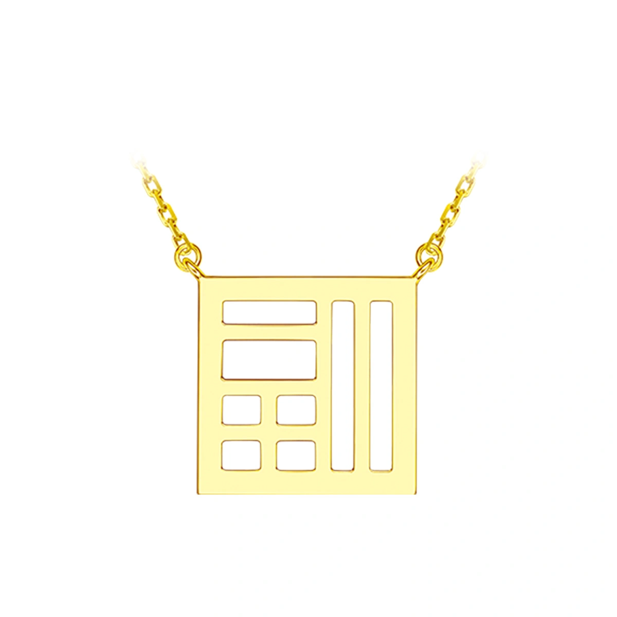 福字18K/750黃金黃鑲天然鑽石頸鏈