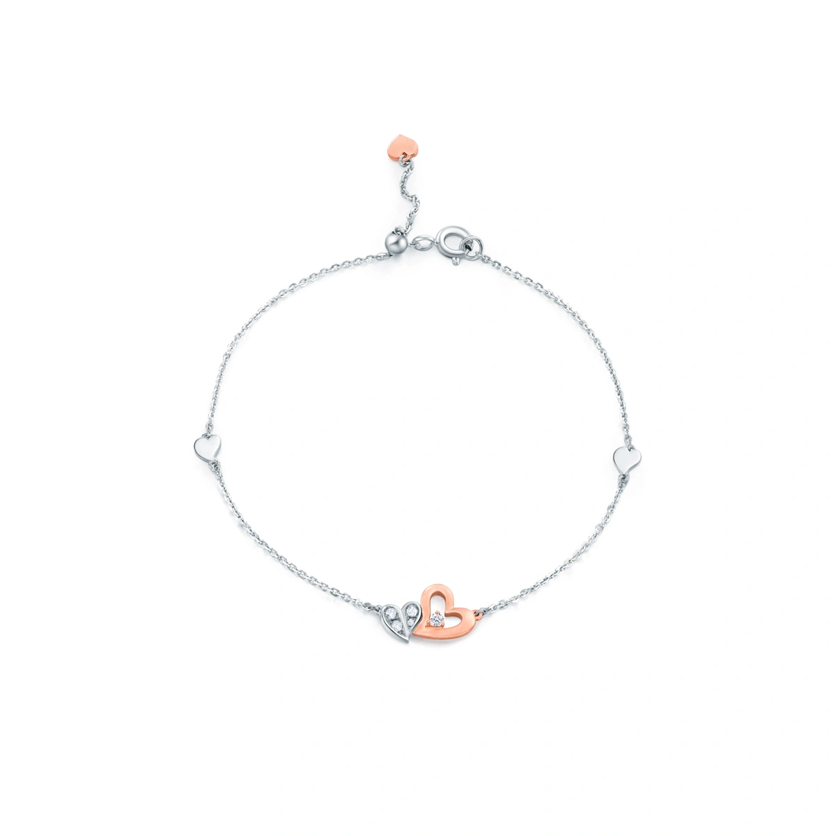 18K/750白-玫瑰兩色黃金鑲天然鑽石手鏈