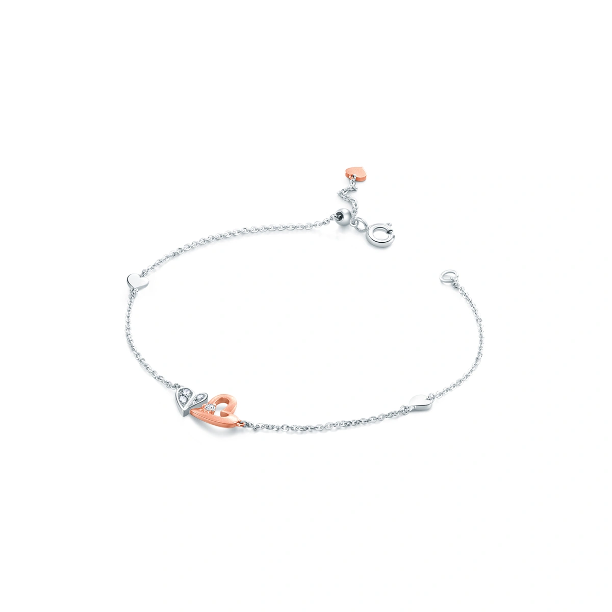 18K/750白-玫瑰兩色黃金鑲天然鑽石手鏈