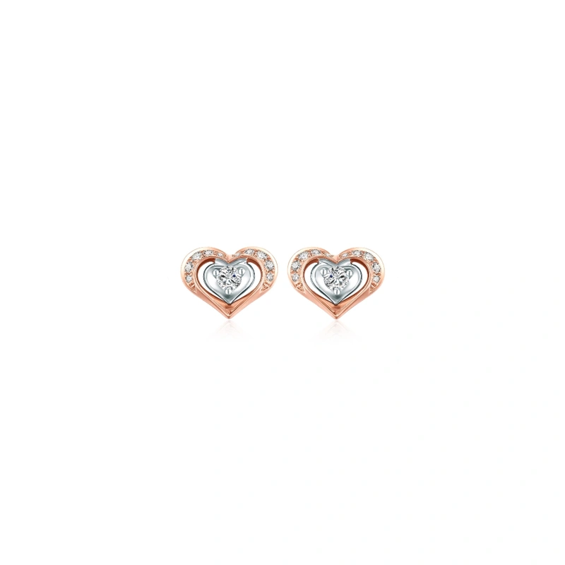 18K/750 White-Rose Gold diamond earrings