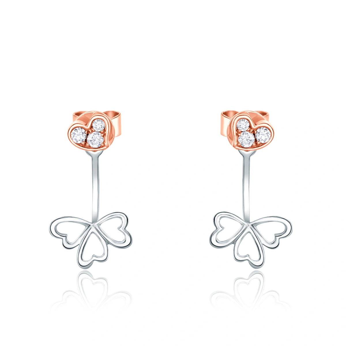 18K/750 White-Rose Gold diamond earrings