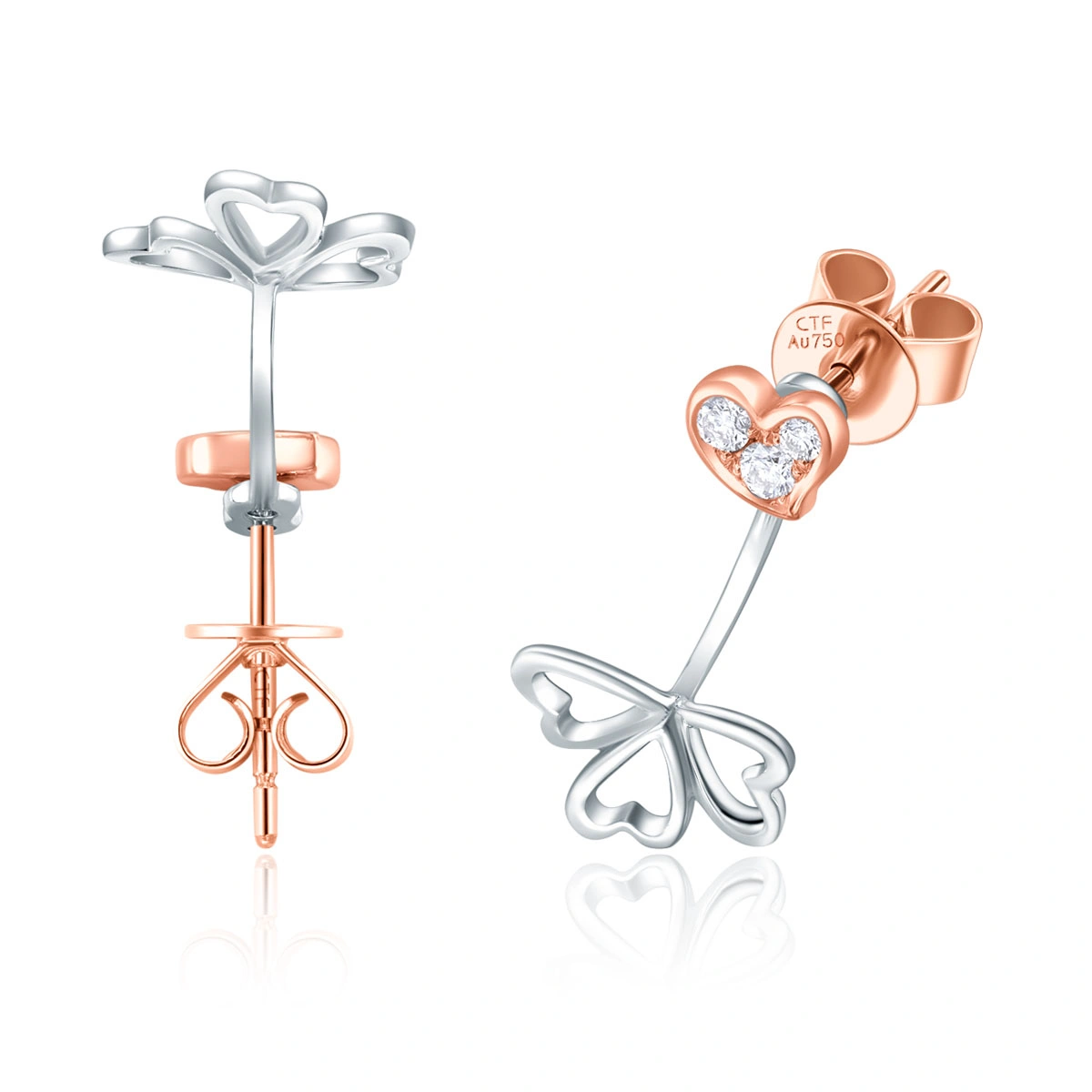 18K/750 White-Rose Gold diamond earrings
