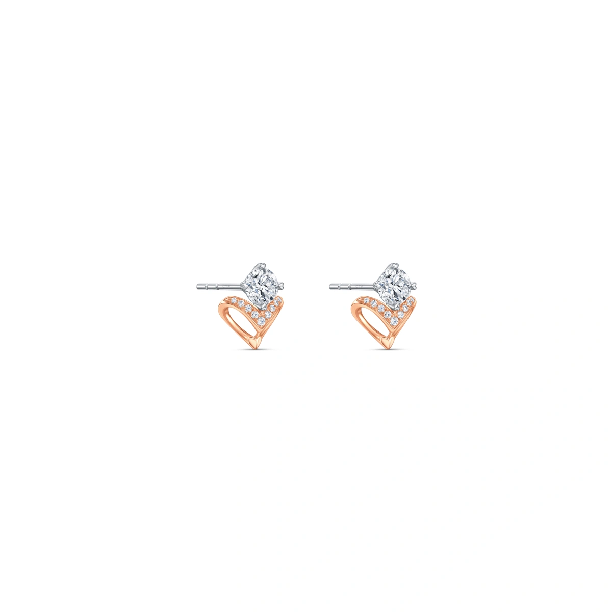 18K/750 White-Rose Gold diamond earrings