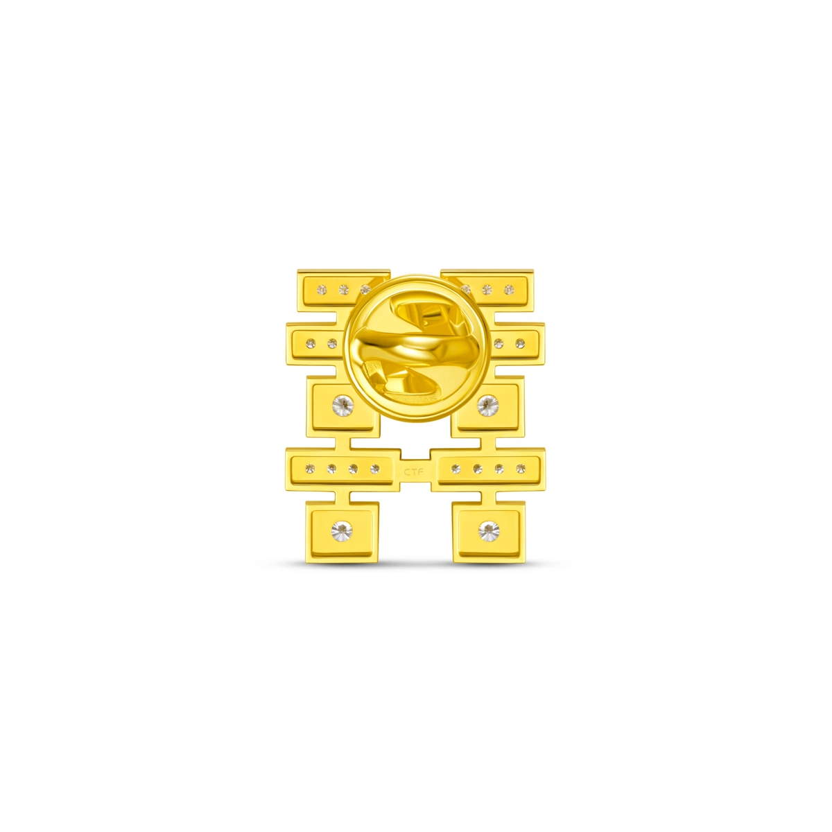 18K/750黃金黃鑲天然鑽石衫針