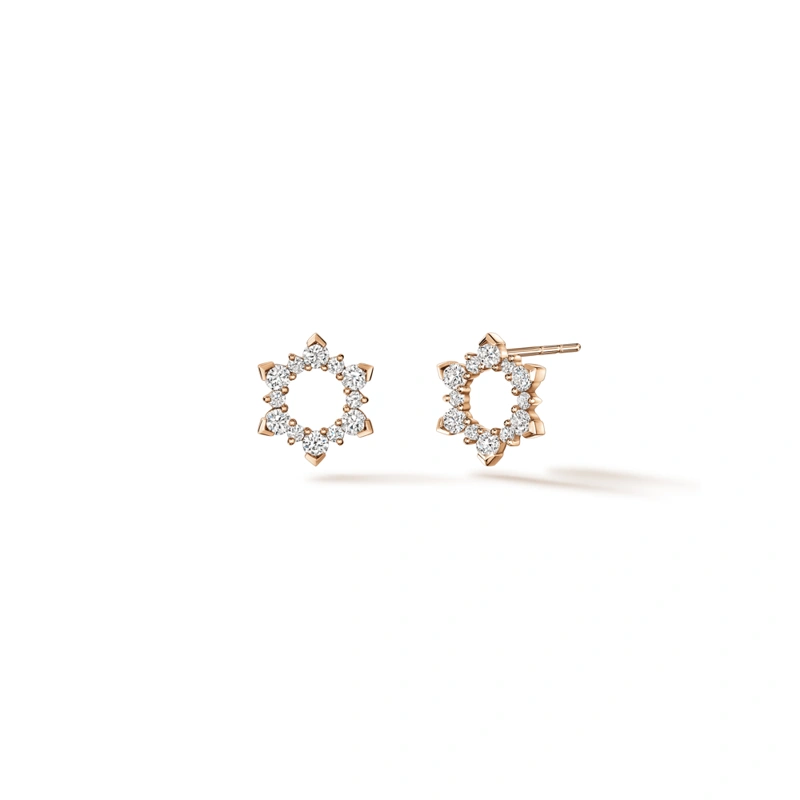 18K/750玫瑰色黃金鑲天然鑽石耳環