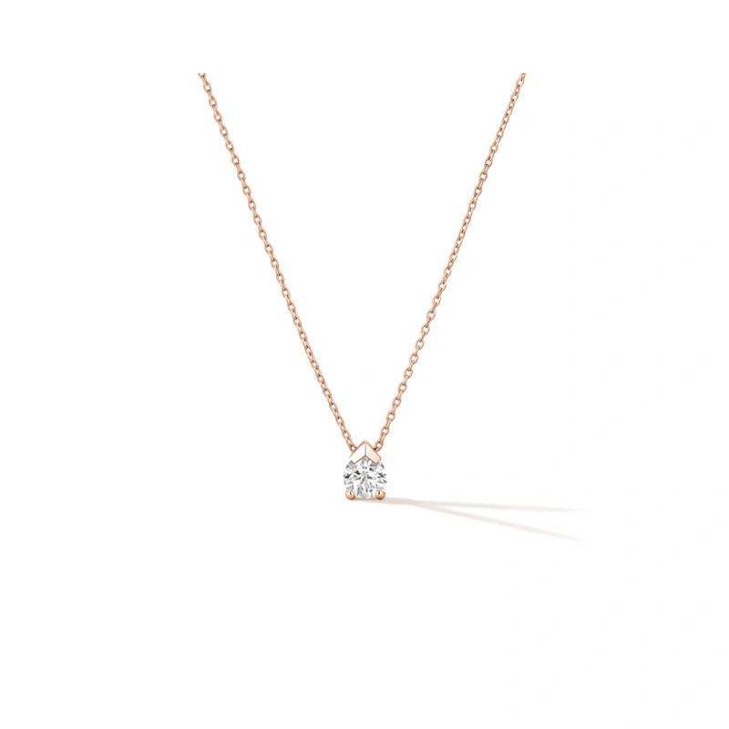 18K/750玫瑰色黃金鑲天然鑽石頸鏈