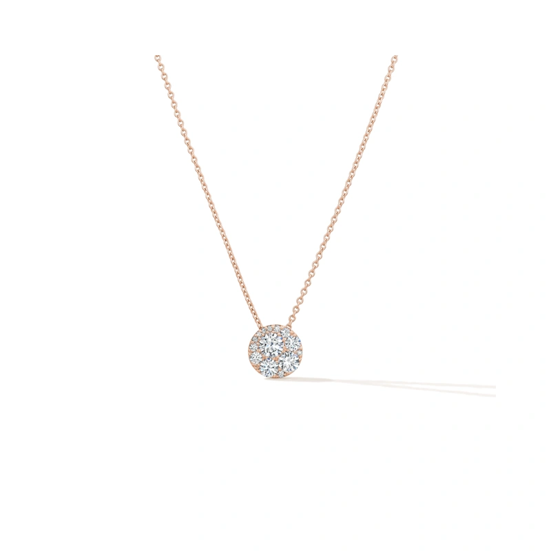 18K/750玫瑰色黃金鑲天然鑽石頸鏈