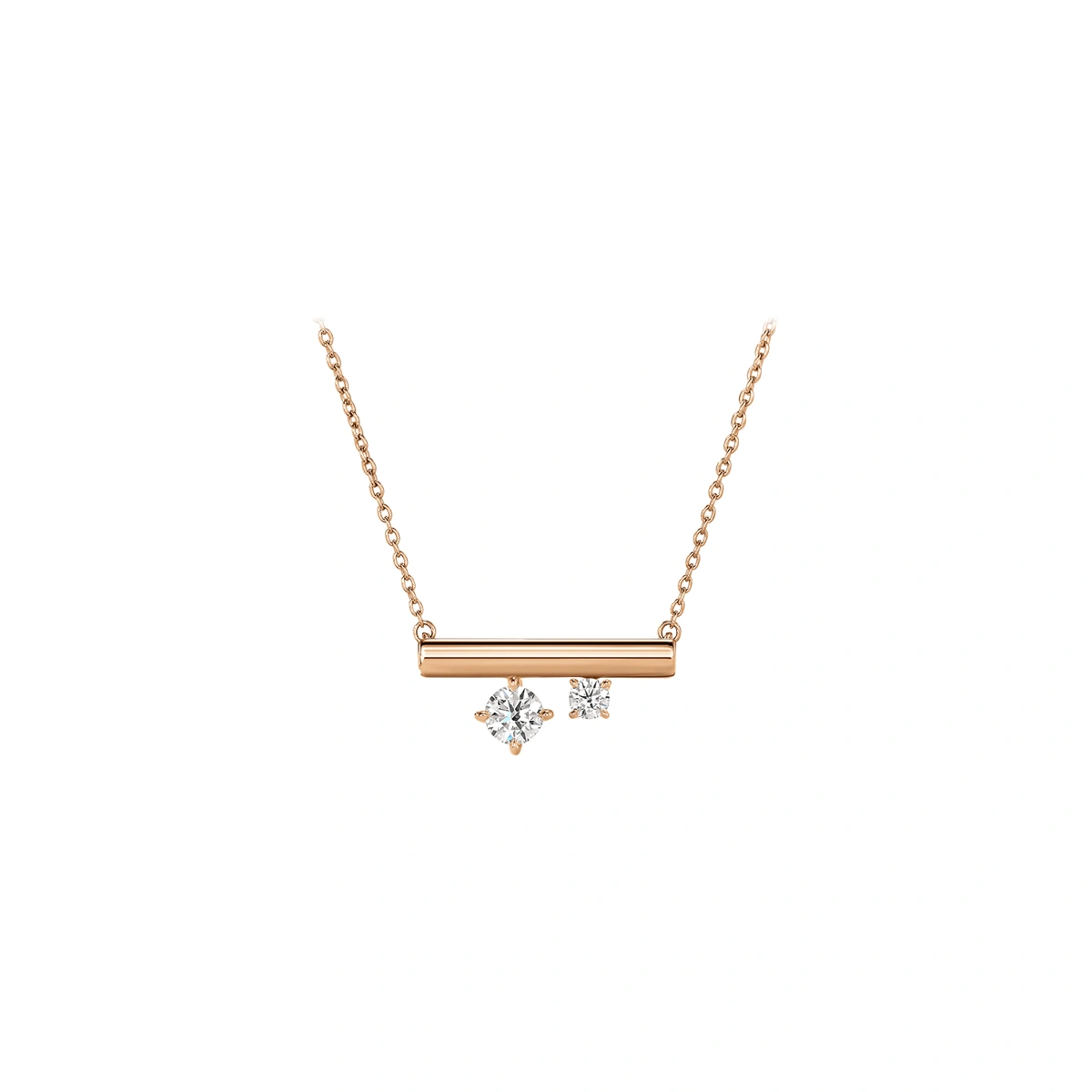 18K/750玫瑰色黃金鑲天然鑽石頸鏈