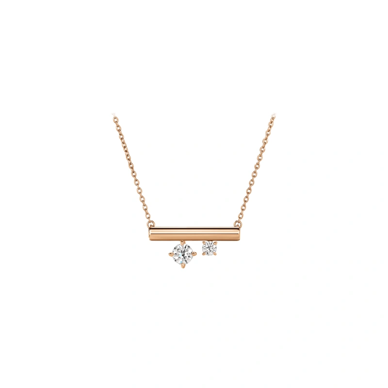 18K/750玫瑰色黃金鑲天然鑽石頸鏈