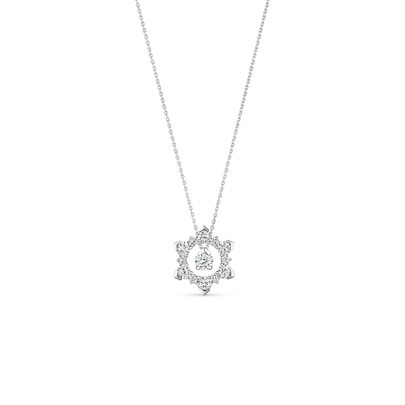 18K/750白色黃金鑲天然鑽石頸鏈